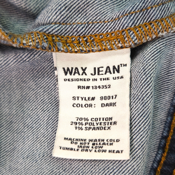 EUC Wax Jean Classic Basic Button Down Denim Crop Jean Jacket Sz. S Dark Denim - Picture 5 of 11